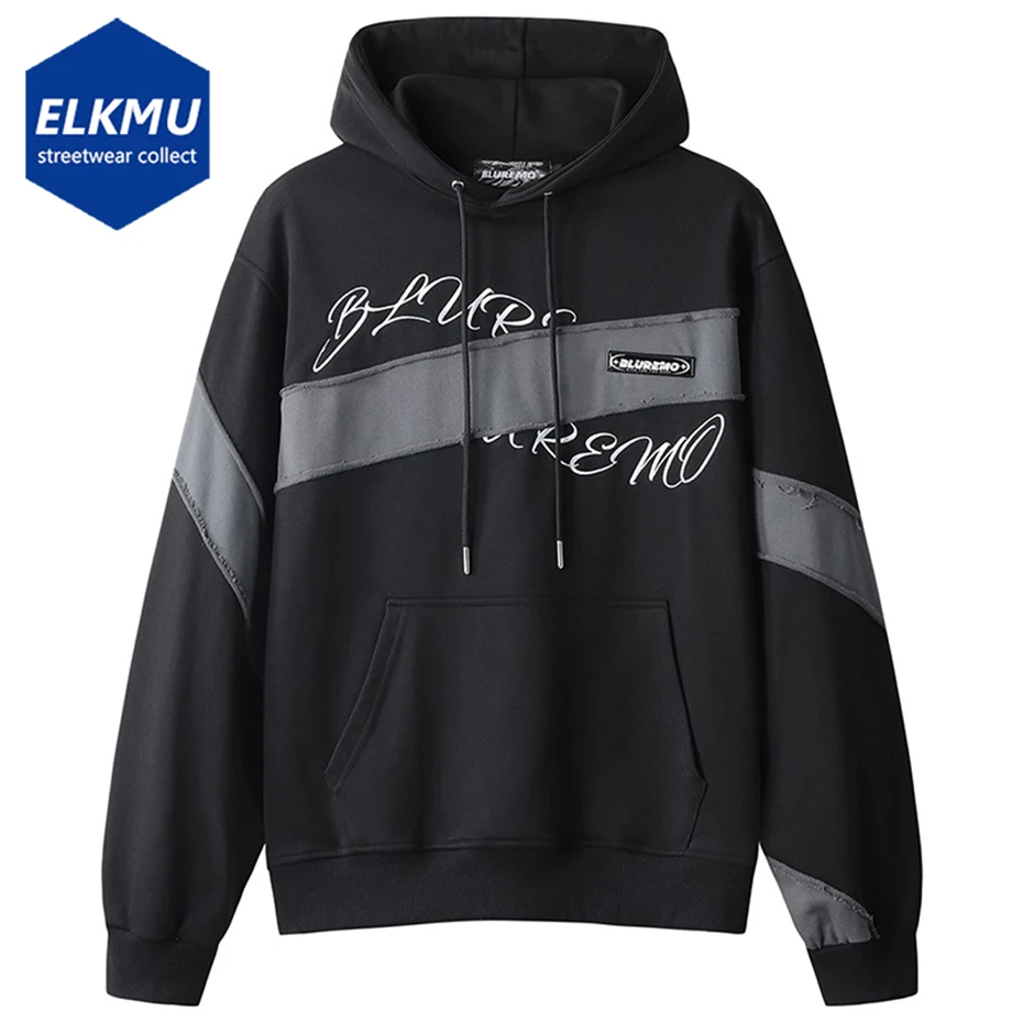 

Men Streetwear Hip Hop Hoodies Color Block Splicing Oversized Pullover Hoodie Loose Casual Y2K Hoodie Sweatshirts