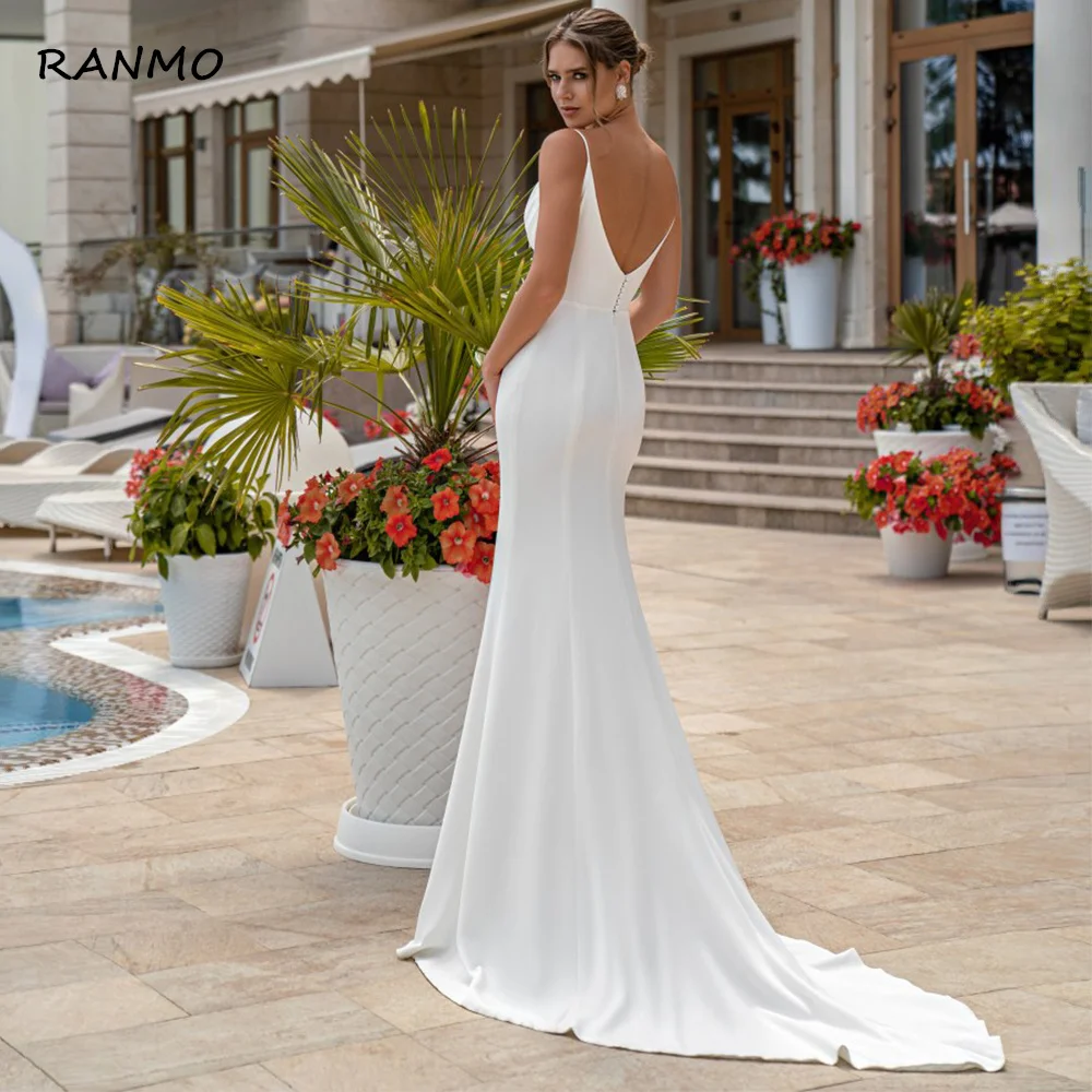 Vestido de Casamento Vestido de Noiva Zíper até Vestido de Casamento Ranmo Clássico Sereia Cintas Espaguete Frisado Applique Plissado Tribunal Trem Botão Zíper até 3 Computers & Electronics