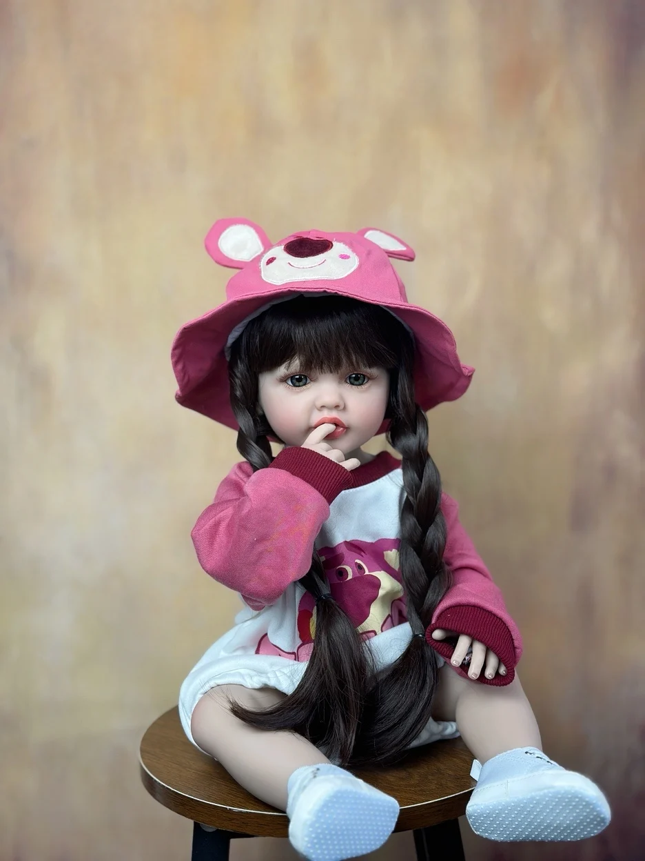 BZDOLL Realistic Lifelike Reborn Baby Girl Full Silicone Body Doll With Long Hair 55 CM 22 Inch Princess Toddler Bebe 5