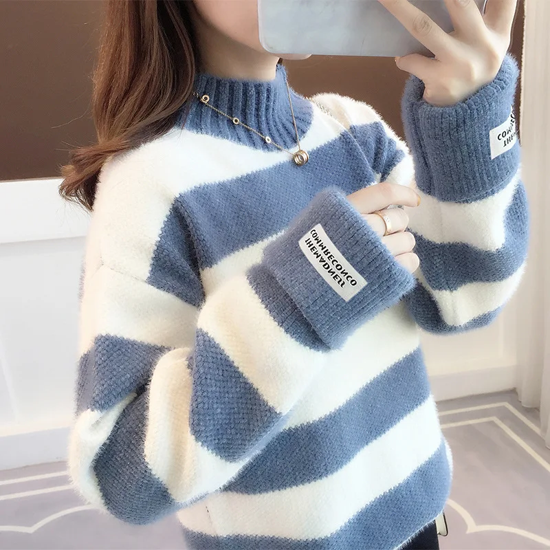 pink sweater 2022 Long Sleeve Women Turtleneck Sweater Autumn Winter Cashmere Thick Warm Oversized Sweater Knitted Jumper Top Pull Femme ladies sweater