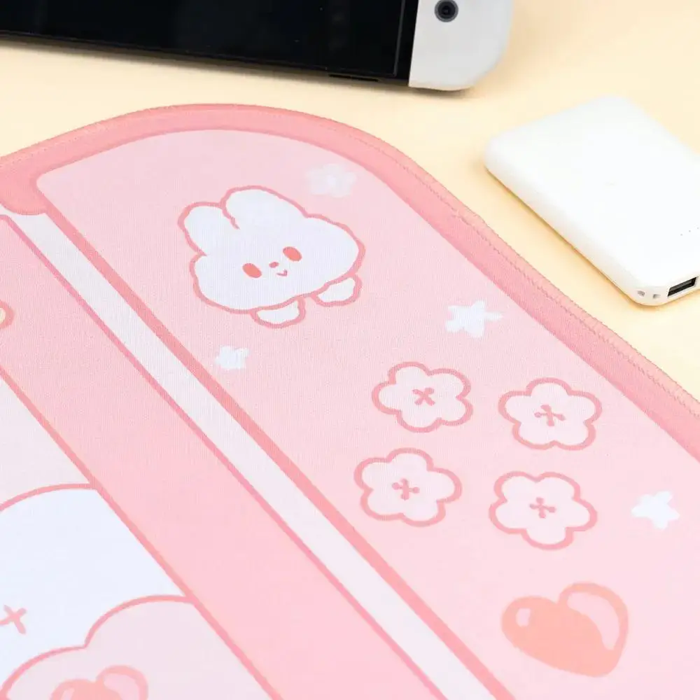 Mouse Pad Bunny Kitty NS Switch Keyboard Gaming XXL Large Pastel Pink Kawaii Cute Anime Desk Blotter