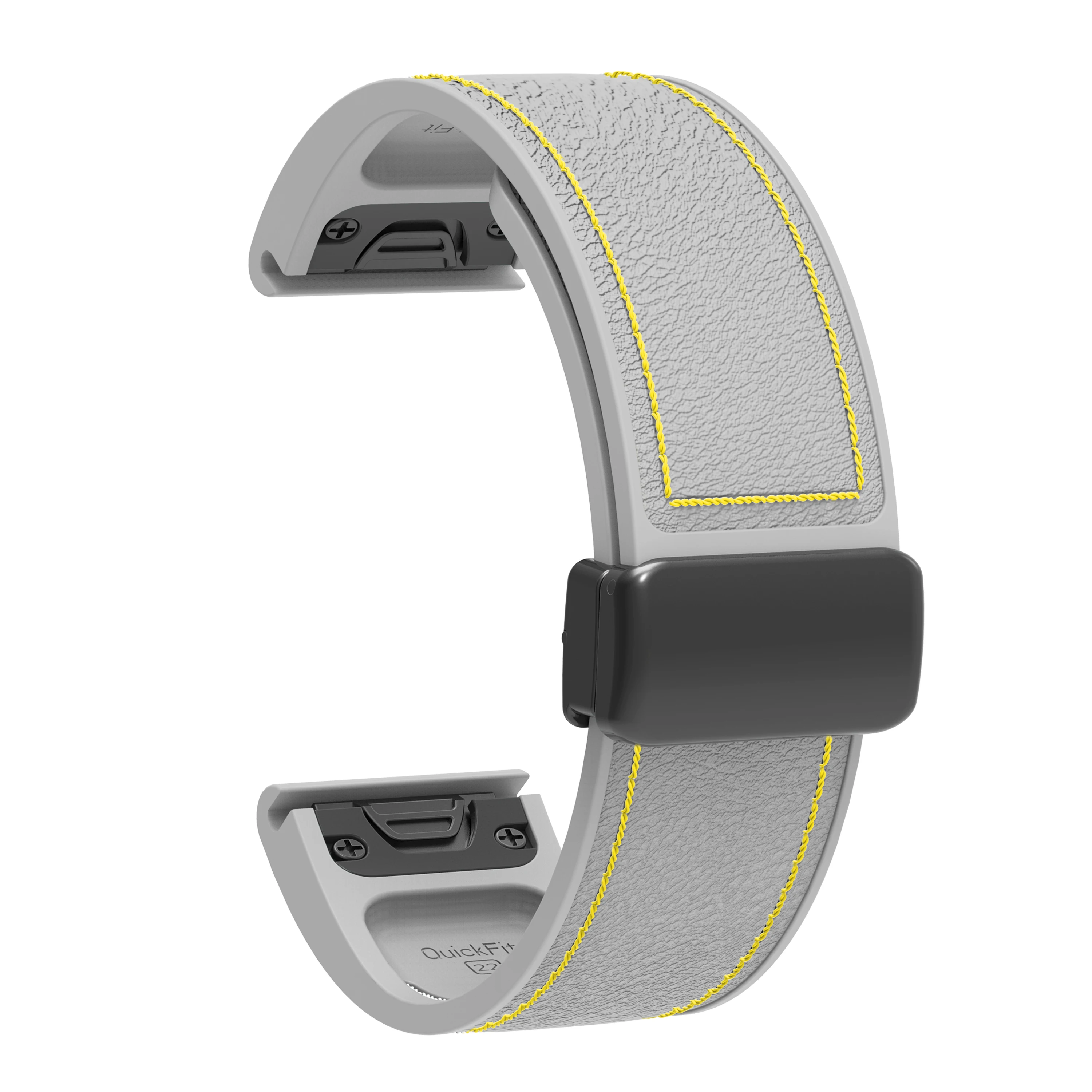 Folding Magnetic Silicone Watch Strap with Quick-Release Stitching Design