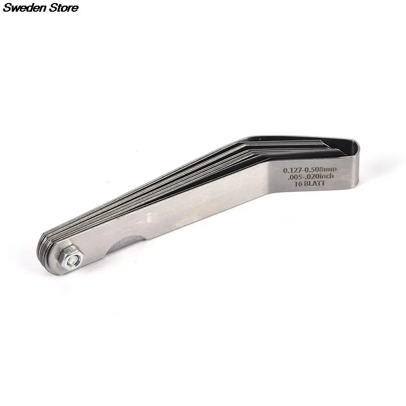 Feeler Gauge feeler gauge 1 set For 16 Blades 0.05 to 1mm Thickness Curved Stainless Steel Gap Metric Filler 17 Blades