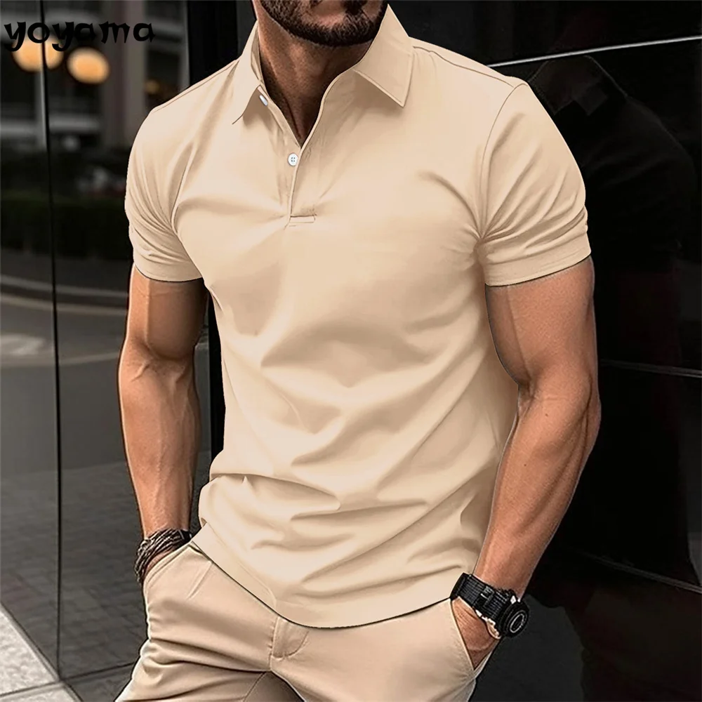 Best-Selling Men's Short-Sleeved Polo Shirt Lapel Button Solid Color Men's T-shirt Summer Casual Comfortable Golf Men's Clothing 6