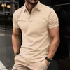 Best-Selling Men's Short-Sleeved Polo Shirt Lapel Button Solid Color Men's T-shirt Summer Casual Comfortable Golf Men's Clothing 6