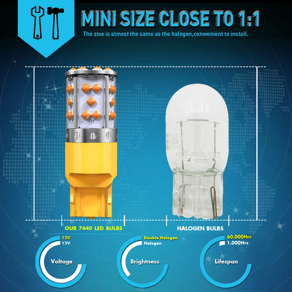 2Pcs WY21W LED Canbus    ÷  õ  3030 SMD T20 7440 W21W 1156 ba15s LED  12V 