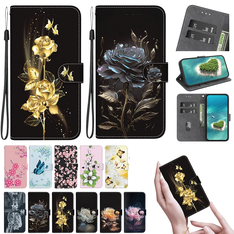 Stylish Flip Wallet Case with Painted Pattern and Stand Feature