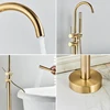 Floor Standing Bathtub Faucet Single Handle Mixer Tap 360° Rotation Spout Shower Faucets With ABS Handshower Bathroom Shower Tap 5