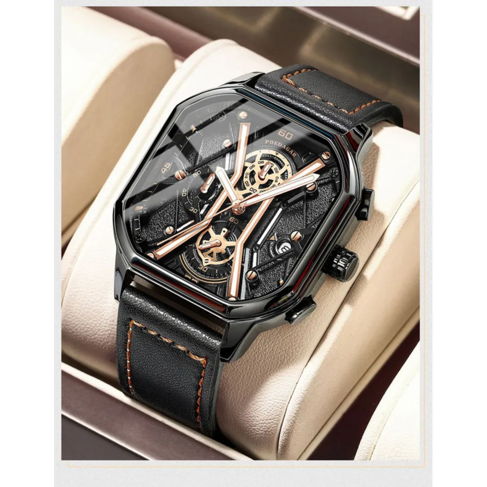 Herr klocka quartz multifunktionell med lysande visare swiss_voghion.com