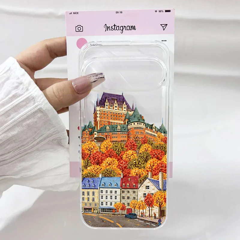 Autumn Forest Fallen Leaves Clear Soft TPU Phone Case