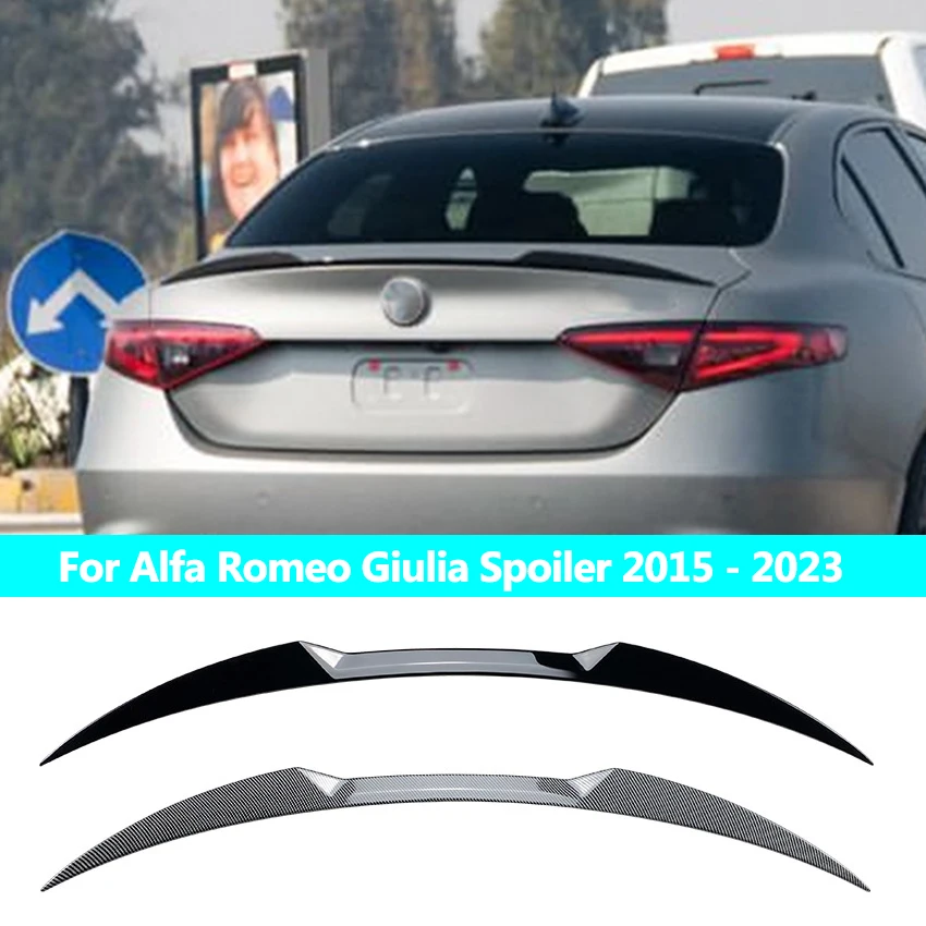 Per Alfa Romeo Giulia Spoiler 2015 - 2023 Car Tail Wings Fixed Wind Spoiler Ala Posteriore Auto Fixed Wind Wing Accessorio Nero Lucido