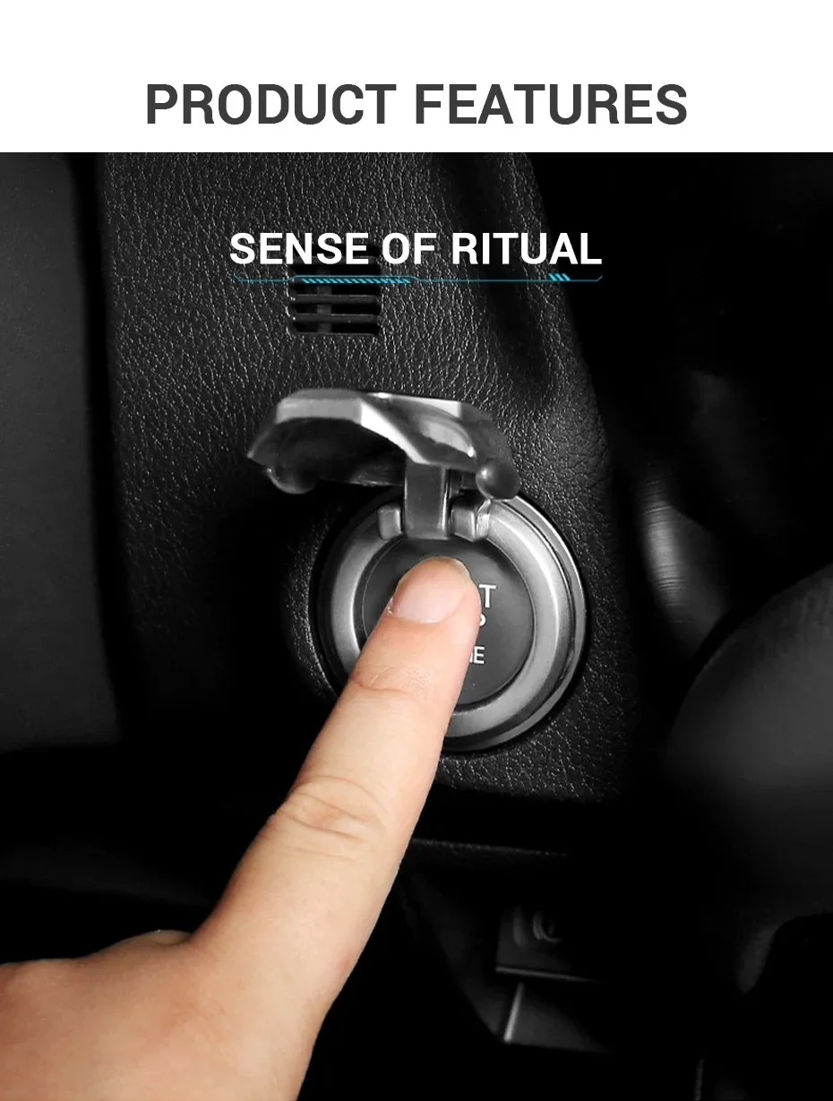 One-Key Start Button Protection Cover Wear-resistant Flip-Top Design Zinc Alloy Car Engine Start Stop Decorative Button Cover car start button cover
