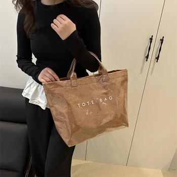 Borsa tote, stile retrò, borsa casual versatile, minimalista trasparente, semplice, da pendolare, borsa di grande capacità per donna