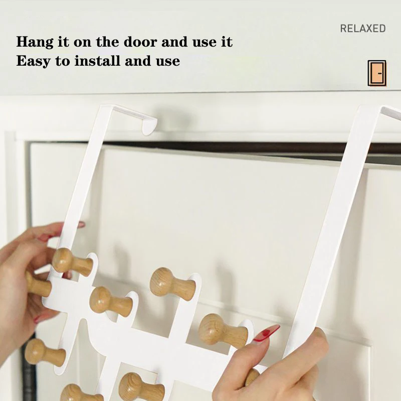 Wooden Storage Hooks Over The Door Hooks Clothes Coat Hat Towel Hanger Home Organizer Rack Bathroom Kitchen Accessories Holder storage hook door hook