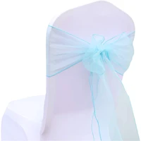 100 Pcs Organza Chair Sash Bow for Banquet Wedding Party Event Xmas Decoration Sheer Organza Fabric Supply 18cm*275cm Chair knot 4