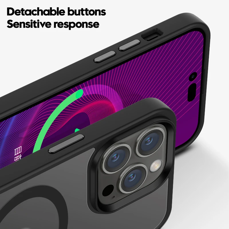 Matte Armor Silicone Magnetic Translucent Case with Wireless Charging Compatibility