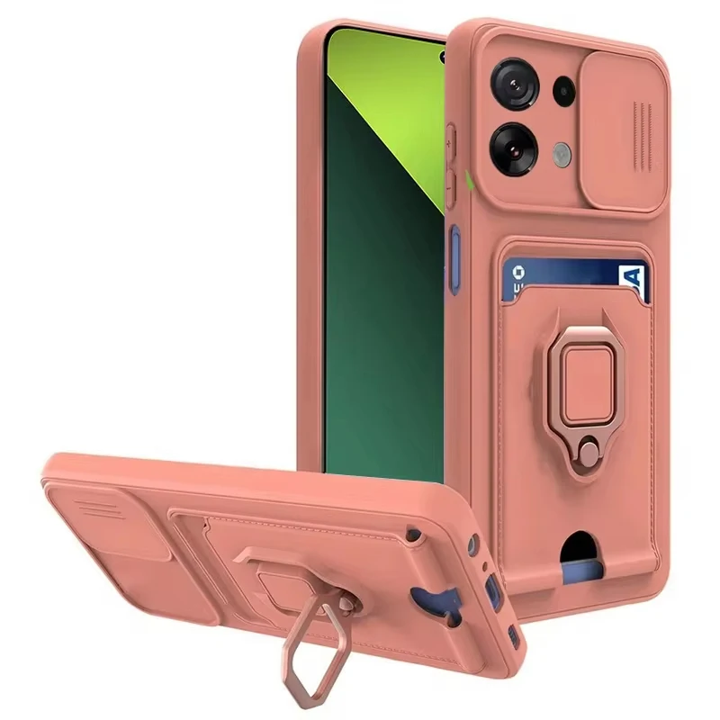 Slide Camera Card Slot Shockproof Luxury Armour TPU Phone Case