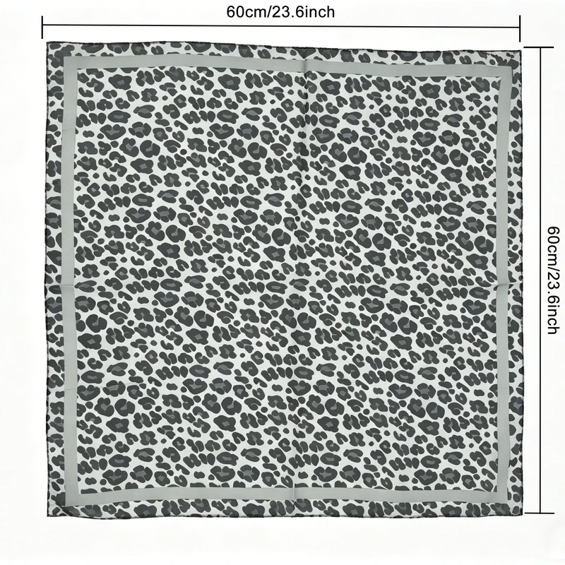 Leopard Print Magnetic Buckle Scarf, Square Thin Chiffon
