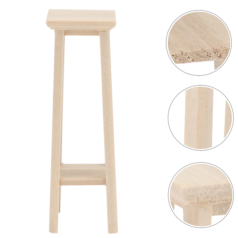

2 Pcs Mini Wooden Stool Rack Ornament Christmas Decorations Furniture Miniature Flower Model House Shelf Toys