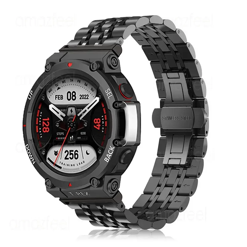 Amazfit T REX 2 스테인레스 스틸 시계 밴드 Amazfit T Rex Pro/T-Rex 금속 팔찌 Amazfit T-Rex 2 스트랩 amazfit tex 밴드