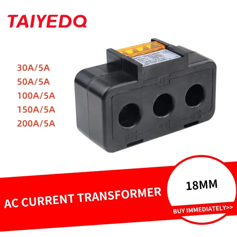 Transformador de Corrente Trifásico ct 30a 50a 100a 150a 200a Classe 18 mm Transformador Atual da C.a.