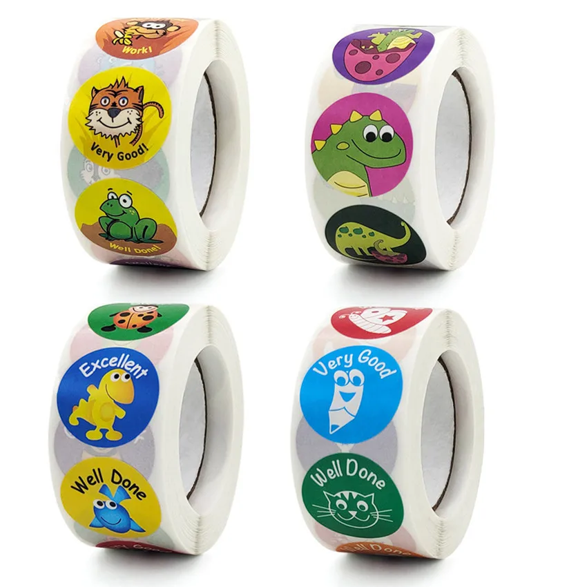 

500Pcs Cute Animals Motivational Word Sticker Teacher Reward Student Gift Packaging Seal Label Kids Toy Decor Stationery Sticker