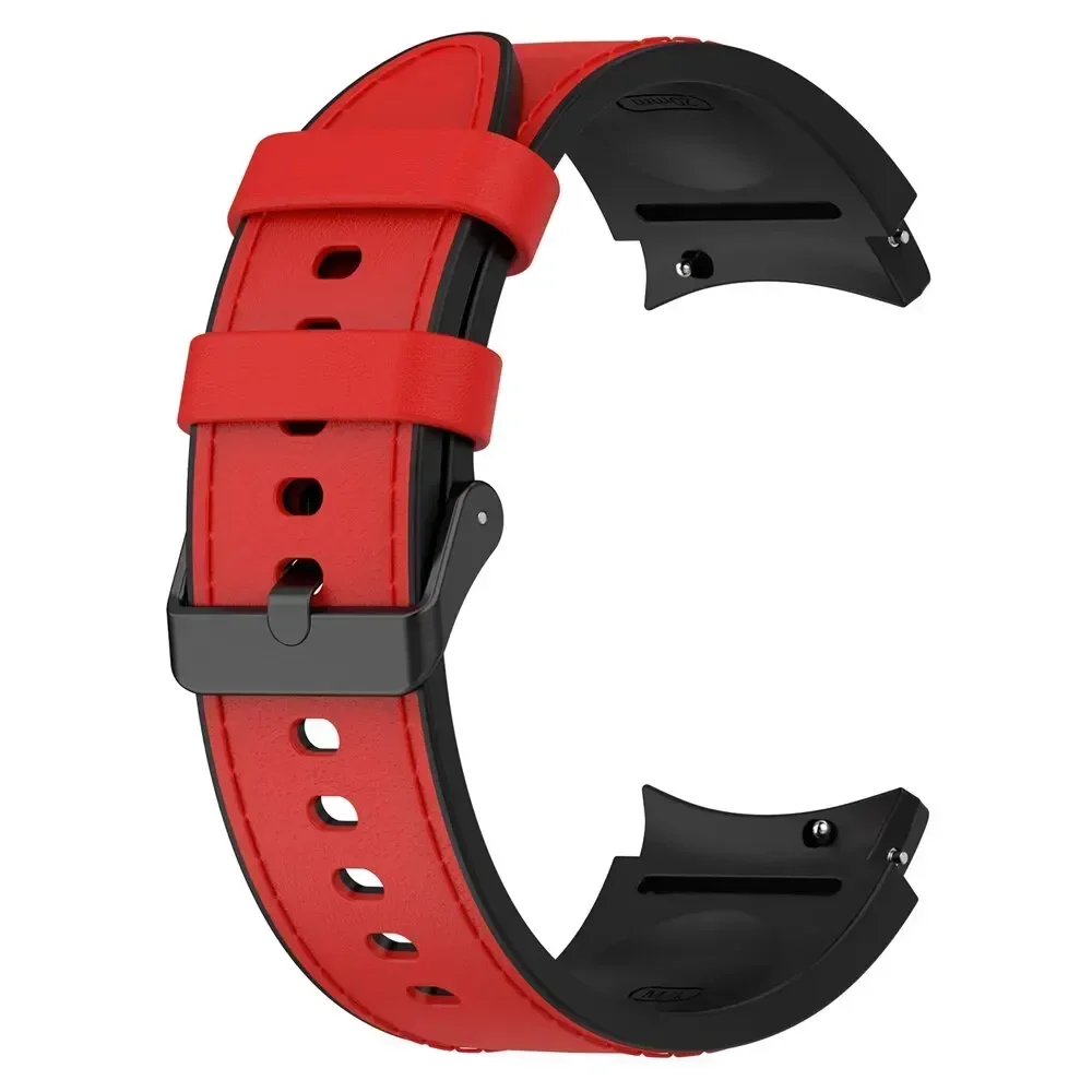 Dual-Material Silicone & Leather Watch Strap - Premium Replacement Band