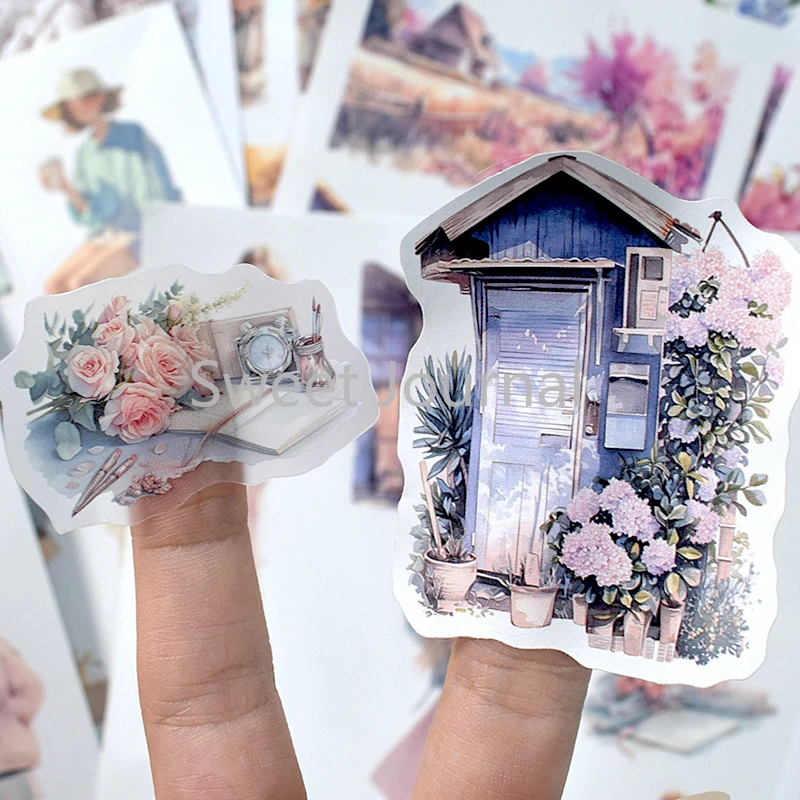 20Sheets Sakura Girls Sticker Set Per-Cut Aesthetic Decorative PET Washi Sticker Book for Scrapbooking Journal Diary Material
