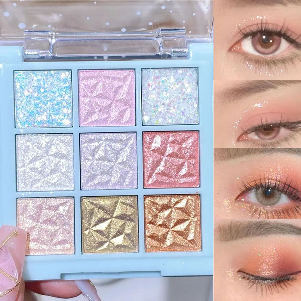 

9 Colors Glitter Snowflake Eyeshadow Palette Shimmer Eyes Waterproof Lasting Make Cosmetics Up Highlighter Sequins N9I9