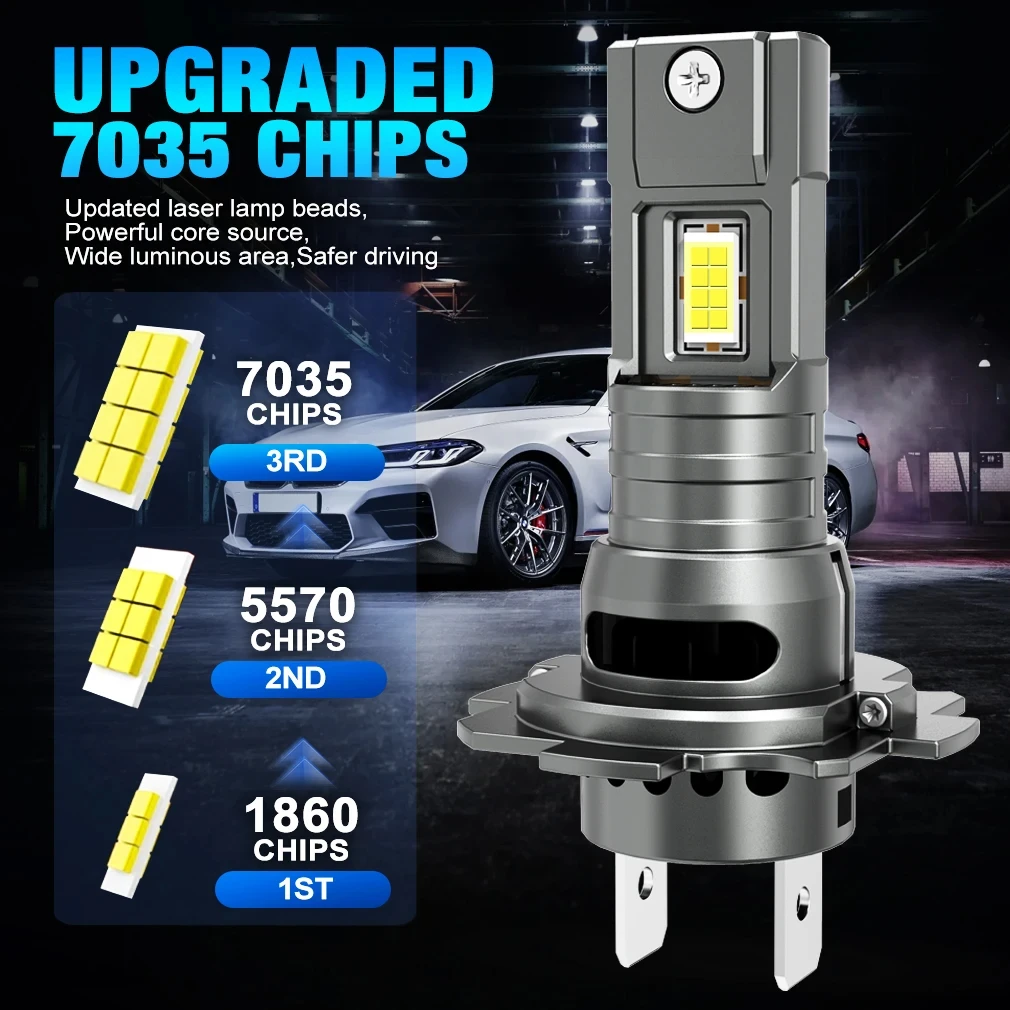 H7 LED CANBUS 헤드라이트 전구 30000LM 초고휘도 자동차 램프 팬 포함 6500K 플러그 앤 플레이 자동차용 LED H7