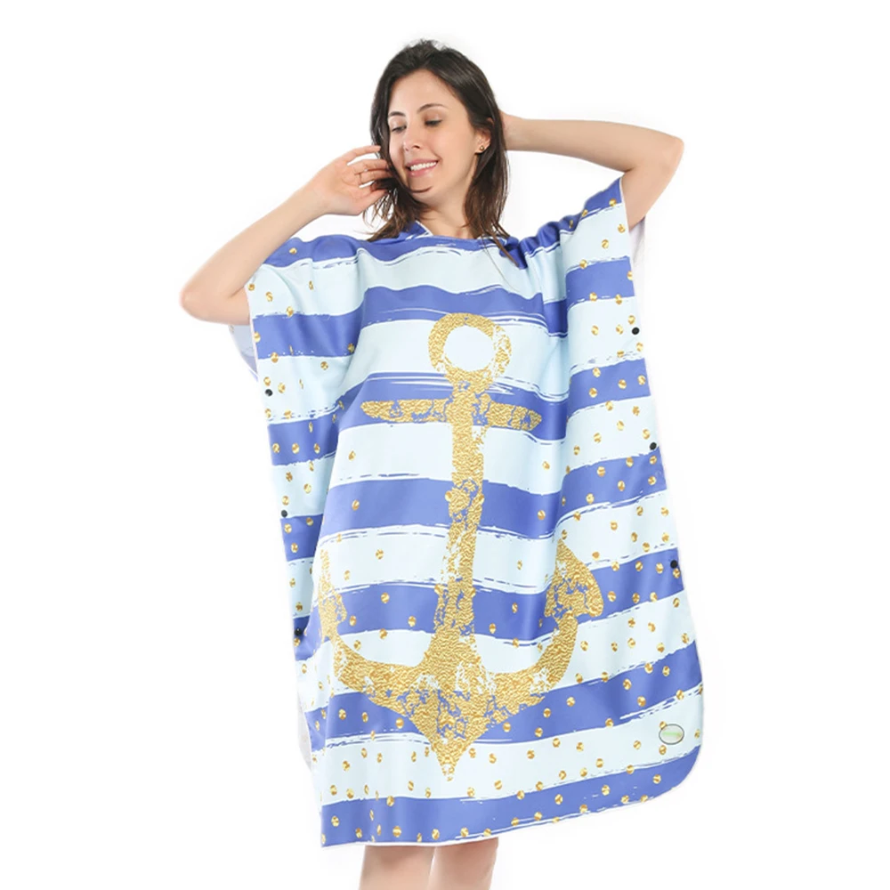 

Microfiber Changing Women Man Swimming Diving Bathrobe Cloak Printing Bath Towel Hooded Beach Poncho Towels 2023