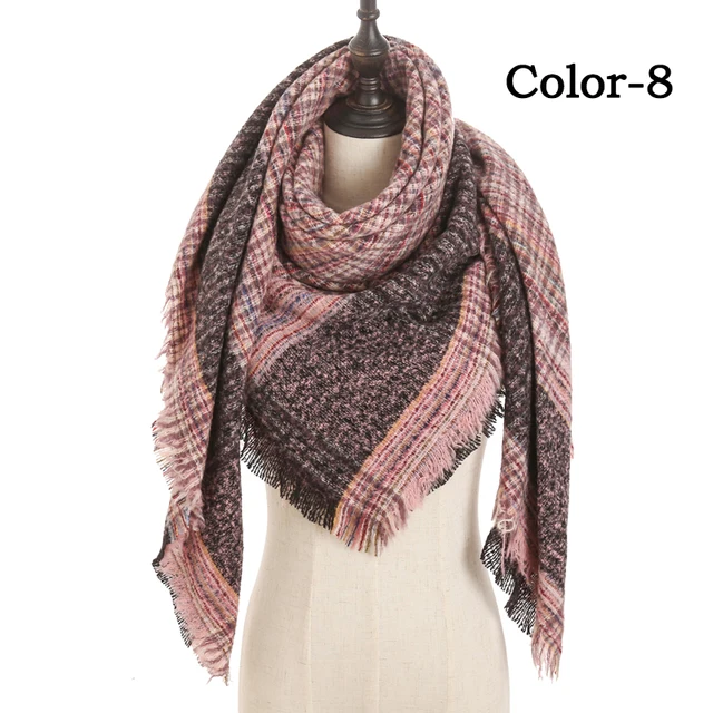 2021 new Cashmere Scarf For Women Plaid Knitted Triangle Pashmina Winter Warm Shawl Wraps Bufanda Female Soft Neck Echarpe UE-8