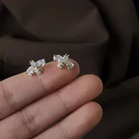 Luxury Golden Zircon Bee Stud Earrings for Women Cute Small Crystal Rhinestone Animal Insect Honeybee Earring Fashion Jewellry - Image 2