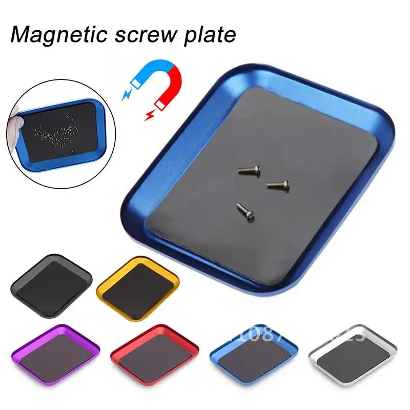 Screw Aluminum Tray with Magnetic Pad Screw Storage Box Mini Screw Plate Screw Bits Box Mobile Repair Screw Mat