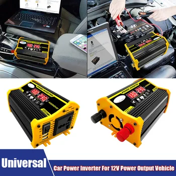 Convertitore di potenza per auto da 4000 W 12 V-110 V/220 V Display a LED 2 porte USB Convertitore di potenza per vacanze, campeggio che fornisce ricarica