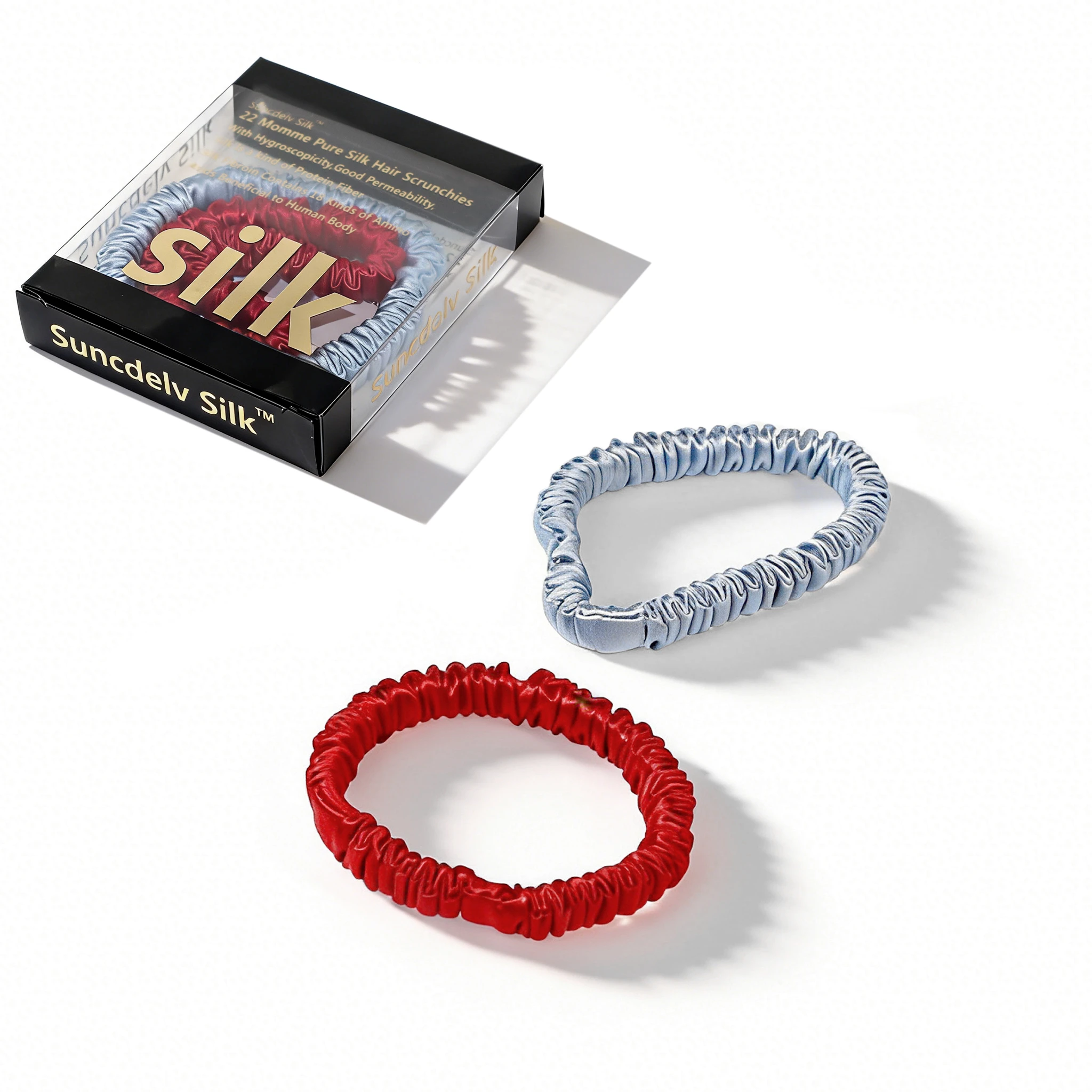 Luxurious Mulberry Silk Skinny Scrunchies Set – Anti-Crease, Gentle & Durable Hair Accessory