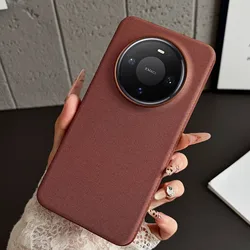 Premium Cloth Fabric Magnetic Wireless Charging Case with Metal Buttons and Anti‑Scratch Textured Back Cover for Huawei Mate 60 (Brown)