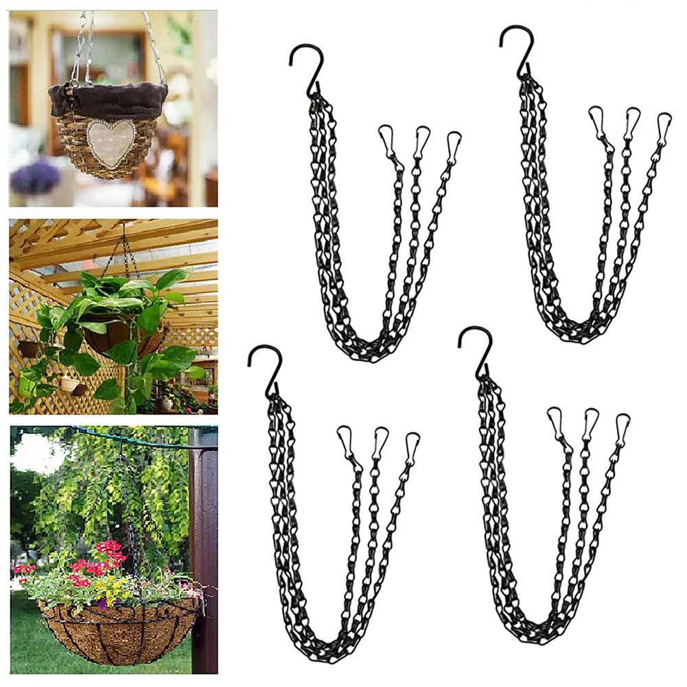 35/40/45/50/55cm Rattan Hanging Basket Flower Pot Chain Hydroponic Plants Plant Grow Tools Garden Decorations With 3 Hooks