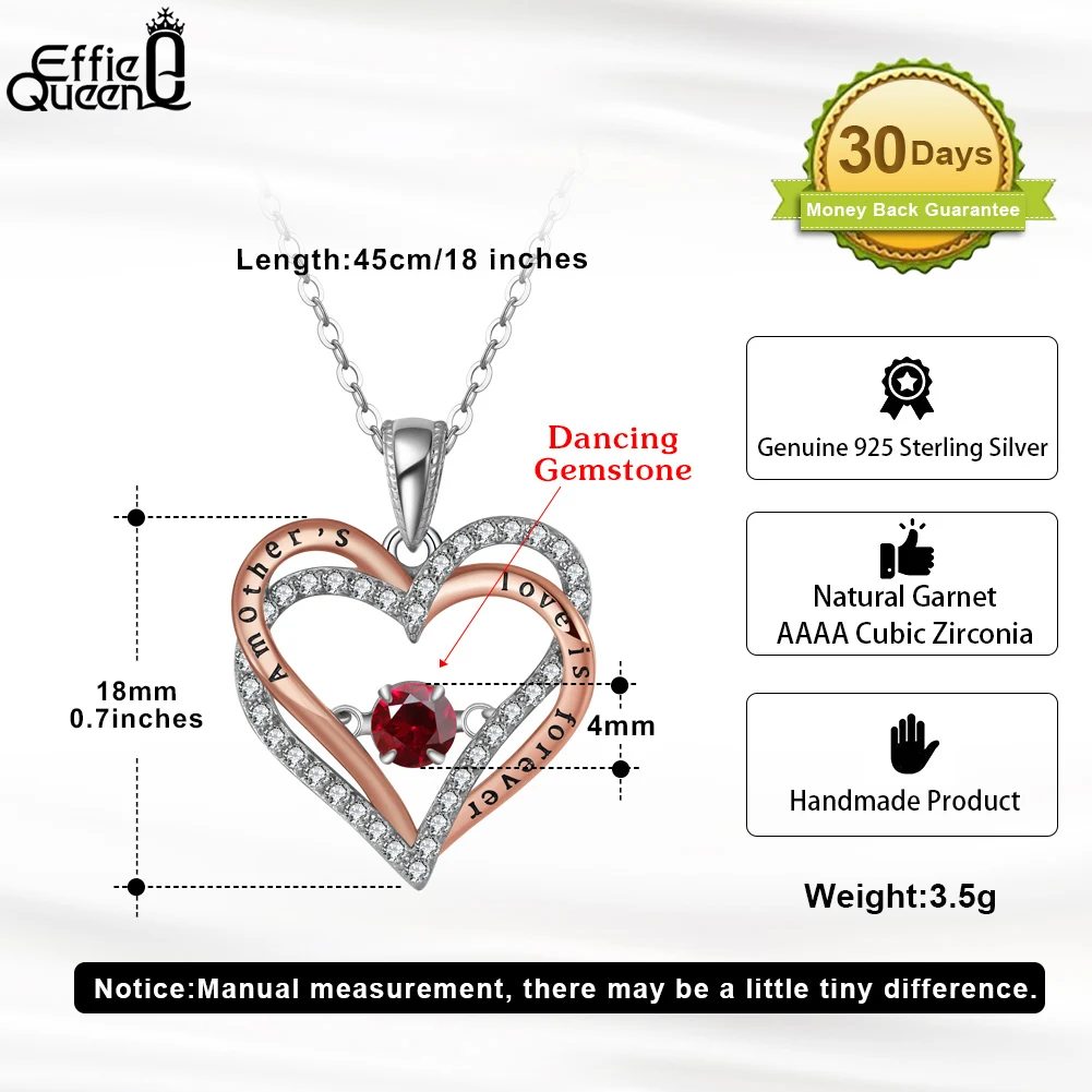 Sterling Silver Heart Locket Necklace with Garnet Red CZ Stone, 18