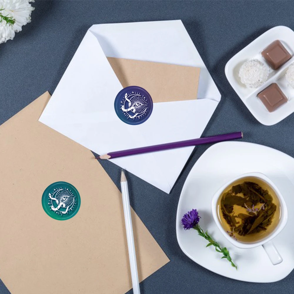 1PC  Snake Wax Seal Stamp Moon  Stars 30mm Removable Brass Head Sealing Stamp with Wooden Handle for Halloween Invitations Cards