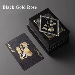 Elegant Black Gold Waterproof Playing Cards - Luxury Poker Set for Magic, Board Games, and Gift Collections (Rose Black Gold)