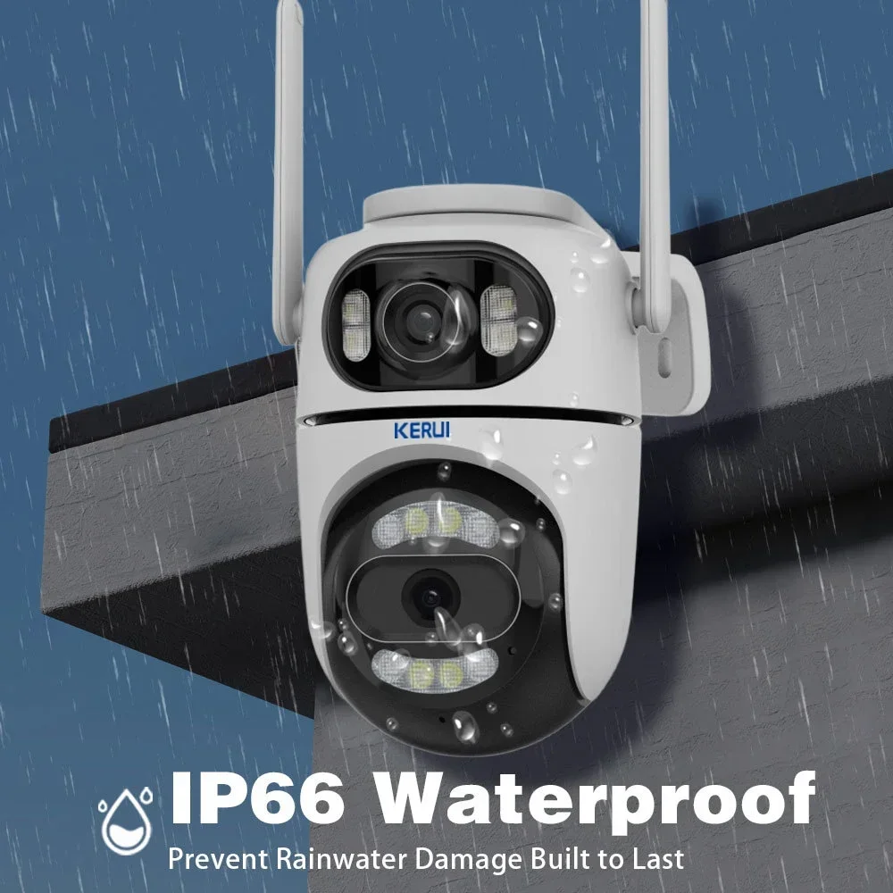 KERUI Icsee Outdoor Wireless 4MP WiFi IP Camera Dual Lens Dual Screen Home Security CCTV Video Surveillance Human Detect 5