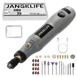 Cordless USB Rechargeable Rotary Tool Kit for Woodworking, Engraving, and DIY Projects (Grey)