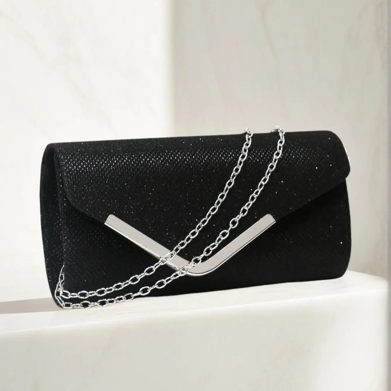 Sequins Evening Clutch Bags for Women Metal Party Wedding