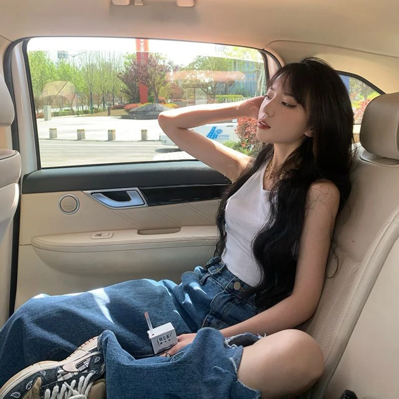 

Big Hole Jeans Summer New Korean Version High Waist Loose Straight Wide Leg Hip Hop Pants Ladies Jeans