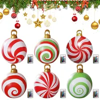 24 Inch Light Up PVC Inflatable Christmas Ball Outdoor Christmas Decorations with Light and Remote New Years Christmas Ornaments 1