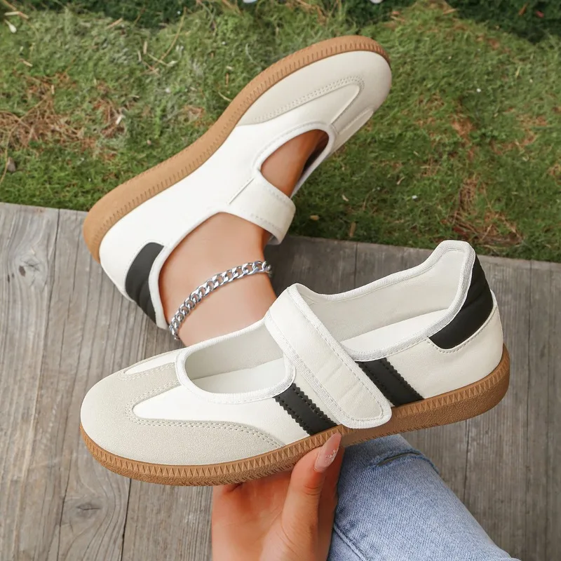Women's Sports Shoes New Striped Shallow Mouth Soft Soled Loafers Comfortable Casual Shoes_voghion.com