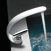 Creative Bathroom Sink Faucet Tap White Brass Wash Basin Faucets Single Handle Hot and Cold Waterfall Modern Elegant Mixer Tap 3