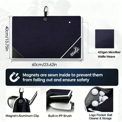 Portable Microfiber Golf Cleaning Towel with Carabiner Hook - 3 Colors Available (AllInOne Ball Towel)