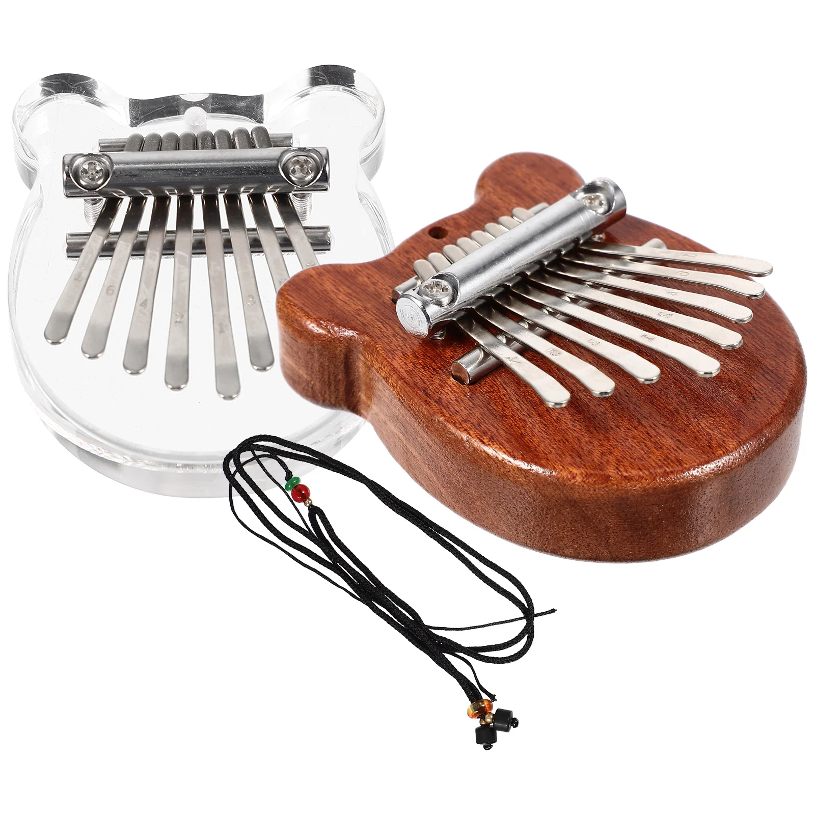 2 Pcs Miniature 8 Tone Thumb Instruments Portable Kalimba Cute Cartoon Kids Music Plaything Beginner Finger Mini